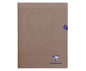 Clairefontaine 363361C - Un paquet de 10 cahiers piqués Mimesys 96 pages 24x32 cm 90g grands carreaux, couverture polypro (plastique), Gris