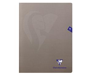 Clairefontaine 363362C - Un paquet de 10 cahiers piqués Mimesys 96 pages 24x32 cm 90g petits carreaux, couverture polypro (plastique), Gris