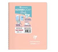 Clairefontaine 366779C - Cuaderno de espiral Koverbook Blush, 160 páginas desmontables, 14, 8 x 21 cm, 90 g, con rayas, tapa de polipropileno envuelta, color coral y azul esmerilado