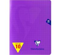 Clairefontaine 373751Cpack Un - Lote de 10 cuadernos grapados Mimesys violetas, 17 x 22 cm, 48 páginas grandes azulejos - Papel blanco 90 g - Cubiertas de Polypro