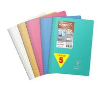 Clairefontaine 376741Cpack Lot de 5 Cahiers à Spirale Koverbook Silver - A4 21x29,7 cm - 160 Pages Lignées - Papier Blanc 90 g - Couverture Polypro Opaque - Couleur Aléatoire
