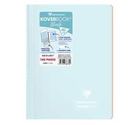 Clairefontaine 376772C - Cuaderno espiral Koverbook Blush azul esmerilado, A4, 21 x 29, 7 cm, 160 páginas con líneas, Papel blanco 90 g, Cubierta de polietileno envolvente