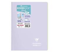 Clairefontaine 376775C - Cuaderno de espiral Koverbook Blush, 160 páginas desmontables, 21 x 29, 7 cm, 90 g, con rayas, tapa de polipropileno envuelta, color lila y verde