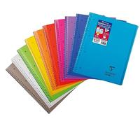 Clairefontaine 396001C - Un cuaderno de espiral Koverbook 160 páginas separables perforadas 4 agujeros 22,5 x 29,7 cm, 90 g pequeños cuadros, cubierta de polipropileno transparente color aleatorio