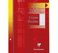 Clairefontaine 4411C - Un lot de 5 étuis cartons 200 pages Copies doubles perforées 17x22 cm 90g grands carreaux