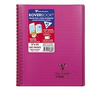 Clairefontaine 556808C - Cuaderno de espiral Koverbook rosa, 17 x 22 cm, 160 páginas a rayas con margen, papel blanco 90 g, cubierta de poliuretano