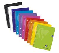 Clairefontaine 598753C - Mimesys cahier spiralé polypro 22,5x29,5cm 240p Q.5x5 cadré perfo. 4 trous 5 couleurs de bandes couleurs VIVES - couleur aléatoire