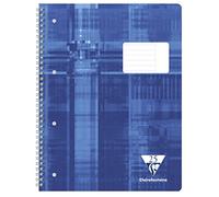 Clairefontaine 68225C Un Cahier à Spirale Perforé Bleu - A4+ 22,5x29,7 cm 160 Pages Détachables Lignées avec Marge à Droite Papier Clairefontaine Blanc 90 g - Couverture Carte Pelliculée