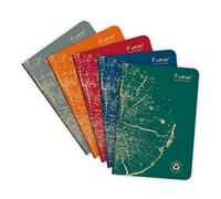 Clairefontaine 68482C - FOREVER premium carnet piqué 14,8x21cm 90g recyclé 96p Q.5x5 coloris assortis - PAQ de 5