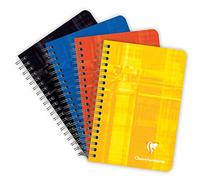 Clairefontaine 68592C - Un carnet à spirale 100 pages 9x14 cm 90g petits carreaux, couverture carte pelliculée couleur aléatoire