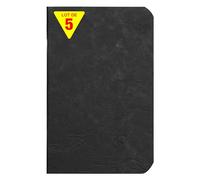 Clairefontaine 734161Cpack Collection Age Bag Un juego de 5 cuadernos grapados negros - 9 x 14 cm - 96 páginas con líneas - Papel blanco 90 g - Cubiertas para tarjeta con diseño de grano de piel