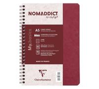 Clairefontaine 785362C Un Carnet à Spirale Rouge - A5 14,8x21 cm 100 Pages Lignées Papier Clairefontaine Blanc 90 g - Couverture Carte Lustrée Grain Cuir - Collection Age Bag