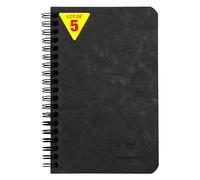 Clairefontaine 786161Cpack - Lote de 5 cuadernos con fundas negras (11 x 17 cm, 120 páginas desmontables y 3 separadores con bolsillos de almacenamiento, fundas para tarjetas de grano de piel