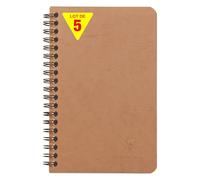 Clairefontaine 78616Cpack - Lote de 5 cuadernos para bolsas de tabaco (11 x 17 cm, 120 páginas desmontables y 3 separadores con bolsillos de almacenamiento, fundas para tarjetas de grano de piel