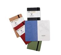 Clairefontaine 79106C Un Carnet Élastiqué Dos Carré Collé Roadbook - 9x14 cm - 128 Pages Lignées - Papier Blanc 90 g - Couverture Carte Lustrée Grain Cuir Couleur aléatoire - Collection Age bag