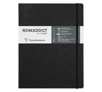 Clairefontaine 794431C Collection Age Bag - Cuaderno elástico cosido negro - B5 19 x 25 cm - 192 páginas numeradas DOT - Papel marfil 90 g - Cubierta para tarjeta cepillada de grano de piel