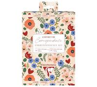 Clairefontaine 81000C - Juego de correspondencia con tema de amor, decoración floral, pájaros, corazones, 8 cartas dobles de 11 x 15,5 cm, 185 g/m² + 8 sobres Pollen C6 (11,4 x 16,2 cm), 120 g m/²,