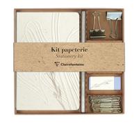 Clairefontaine 813074C - Kit de papelería que contiene un cuaderno 11 x 17 cm 64 páginas lineadas, un lápiz de papel, 2 pinzas dobles clip, 10 clips y una goma - Colección Tulip Paper