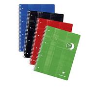 Clairefontaine 8253C - Paquete de 5 bloques colgados DIN A4+ con orificios para encuadernación, 4 orificios perforados, 80 hojas cuadriculadas con puntos/puntos, 90 g, colores surtidos, 1 paquete