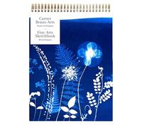 Clairefontaine 83506C - Cuaderno de bellas artes con espiral, diseño floral, cianotipo - A4, 21 x 29,7 cm, 40 hojas de papel de dibujo blanco, multitécnico, 180 g, colección Cyanotype