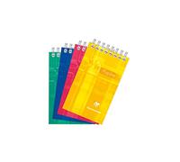 Clairefontaine 8552C - Un bloc pupitre à spirale en-tête 120 pages détachables 7,5x12,7 cm 90g petits carreaux, couverture carte pelliculée couleur aléatoire
