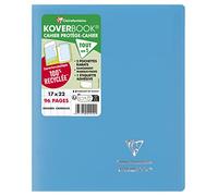 Clairefontaine 951412C - Un paquet de 10 cahiers piqués Koverbook 96 pages 17x22 cm 90g grands carreaux, couverture polypro (plastique) opaque (non transparente), Bleu