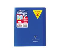 Clairefontaine 951422C - Un paquet de 10 cahiers piqués Koverbook 96 pages 17x22 cm 90g grands carreaux, couverture polypro (plastique) transparente, Bleu marine