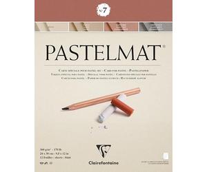 Clairefontaine 96053C Bloque pegado Pastelmat nº 7, 12 hojas para Sobres especiales para pasteles secos, 24 x 30 cm, 360 g, 4 colores surtidos, Separadores de papel cristal