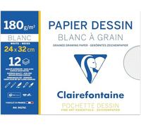 Clairefontaine 96175C - Papel de dibujo (180 g, 24 x 32 cm, 12 hojas), color blanco
