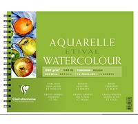 Clairefontaine 96361C - Un álbum a espiral de papel de dibujo Etival Grano Granulado grueso 12 hojas 24x30 cm 300g, Blanco