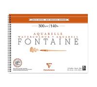 Clairefontaine 96364C Álbum Espiral Fontaine - 12 Hojas de Papel Acuarela Blanco 100% Algodón Grano Satinado Calidad Profesional 30x40 cm 300g