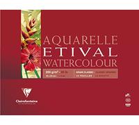 Clairefontaine 96377C - Un bloque encolado 4 lados de papel de dibujo Etival grano clásico 10 hojas 18x24 cm, 200 g, blanco