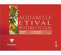 Clairefontaine 96389C - Un bloque encolado 1 lado de papel de dibujo Etival Grain Classic 10 hojas 14,8 x 21 cm, 300 g, blanco