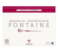 Clairefontaine 96417C Bloc encolado 4 Lados Fontaine - 25 Hojas de Papel Acuarela Blanco 100% Algodón Grano Fino Calidad Profesional 42x56 cm 300g
