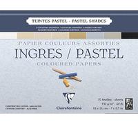 Clairefontaine 96486C Bloc Pegado Ingres Pastel - 25 Hojas Papel Ingres Verjurado Tonos Pastel Surtidas - 18x24 cm 130g - Ideal para el Dibujo al Lápiz, a la Sanguina o al Carboncillo