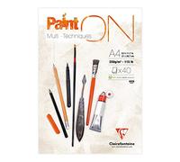 Clairefontaine Bloc encuadernado PaintON 96537C – Papel multitécnico 250 g A4 Blanco 40 hojas