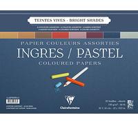 Clairefontaine 96588C Bloc espiral Ingres Pastel - 25 Hojas Papel Ingres Verjurado Tonos Vivas Surtidas - 30x40 cm 130g - Ideal para el Dibujo al Lápiz, a la Sanguina o al Carboncillo