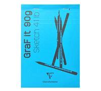 Clairefontaine 96672C Bloc Agrafé GraF'it - 80 Feuilles Papier Dessin Croquis Uni - Feuilles Détachables - A5 14,8x21 cm 90g - Couverture Bleu Ciel - Paquet de 10 blocs