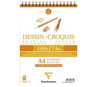 Clairefontaine Bloc de dibujo 96674 C – Croquis doble espiral A4 35 hojas 160 g blanco