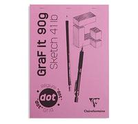 Clairefontaine 96692C - Bloc Grapado GraF'it - 80 Hojas Papel de Dibujo Boceto - Pauta punteado DOT - Hojas Desprendibles - A4 21x29,7 cm 90g - Cubierta Rosa - Paquete de 5 Blocs
