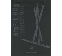 Clairefontaine 96841C Bloc Agrafé GraF'it - 80 Feuilles Papier Dessin Croquis Uni - Feuilles Détachables - A4 21x29,7 cm 90g - Couverture Noire - Paquet de 5 blocs