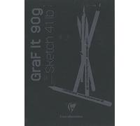 Clairefontaine 96842C Bloc Agrafé GraF'it - 80 Feuilles Papier Dessin Croquis Uni - Feuilles Détachables - A5 14,8x21 cm 90g - Couverture Noire - Paquet de 10 blocs
