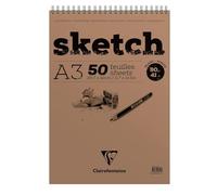 Clairefontaine Bloc de dibujo 96902C doble espiral papel Sketch A3 29,7 x 42 cm 50 hojas 90 g blanco