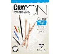 Clairefontaine 975022C Bloc Pegado Cray'ON - 50 Hojas de Papel de Dibujo Blanco al Grano Fin - A2 42x59,4 cm 120g - Ideal para el Dibujo y el Croquis al Lápiz
