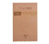 Clairefontaine 975174C - Un bloque encolado encabezado de papel de dibujo Paint'On 50 hojas con un borde con flecos 13,9 x 21,5 cm 250 g, colores surtidos y manta kraft