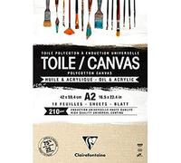 Clairefontaine 975212C - Bloque encolado de 10 lienzos listos para pintar 42 x 59,4 cm 200 g, grano de arena