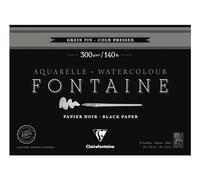 Clairefontaine 975303C - Un bloque encolado 4 lados de papel dibujo Fuente 15 hojas grano fino 26 x 36 cm, 300 g, negro