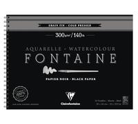 Clairefontaine 975312C - Un álbum a espiral de papel de dibujo Fontaine grano fino 12 hojas 30x40 cm 300g, Negro