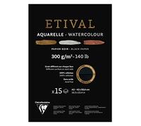 Clairefontaine 975320C - Un bloque encolado 1 lado de papel dibujo Etival 15 hojas, 42 x 59,4 cm, 300 g de doble grano (doble grano fino y reverso de grano torvo), negro