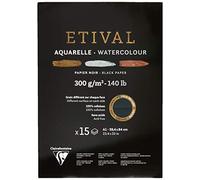 Clairefontaine 975321C - Un bloque encolado 1 lado de papel de dibujo Etival 15 hojas 59,4 x 84 cm 300 g de doble grano (doble grano fino y reverso de grano de paño), negro